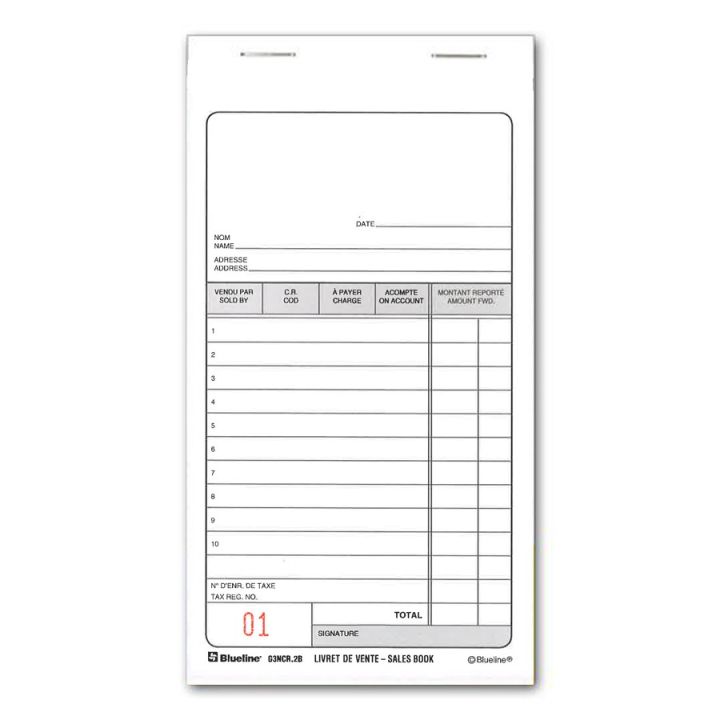 Livret facture NCR double numérotée Blueline