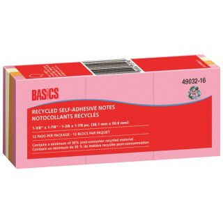 Notocollants recyclés de Basics®, 1-1/2 x 2 po, Couleurs assorties