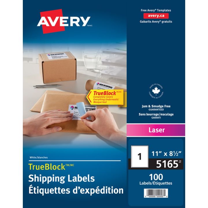 Étiquettes Avery®, laser, 8-1/2 x 11 po, 05165