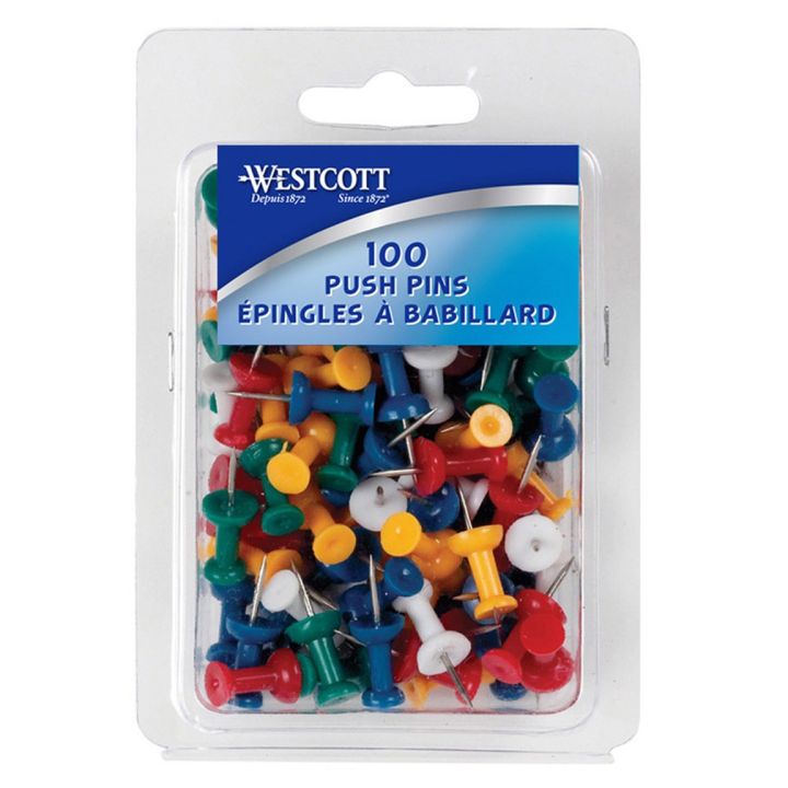 Bte 100 épingles coul. assortie