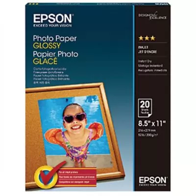 Papier photo d'Epson glacé brillance 89, lettre, paquet de 20