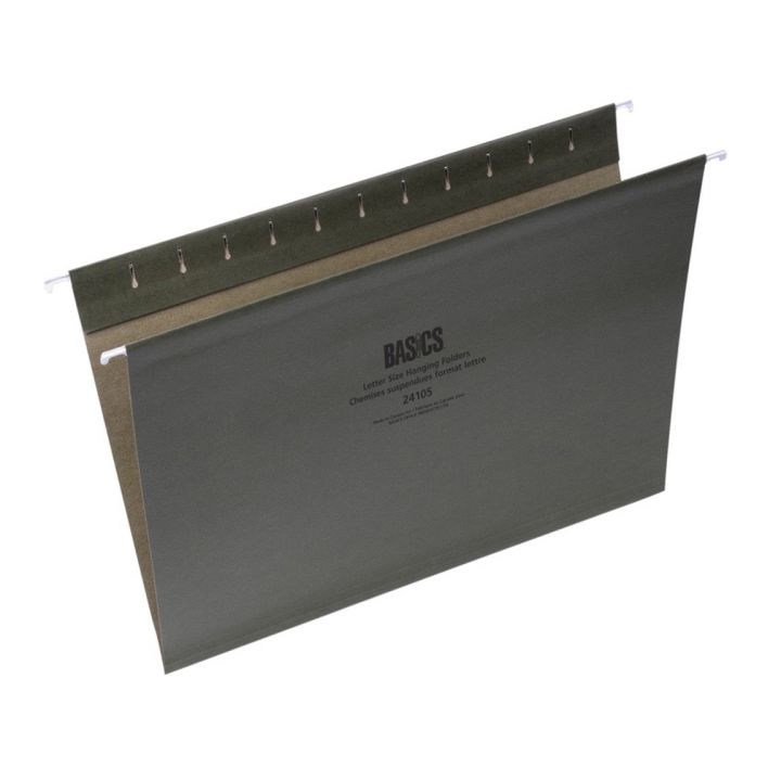 Dossiers suspendus Basics®, Vert standard, Format lettre, 25/bte