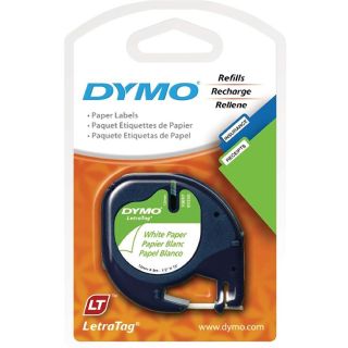 Recharge DYMO pour LetraTag, 12 mm (1/2 po), noir sur blanc