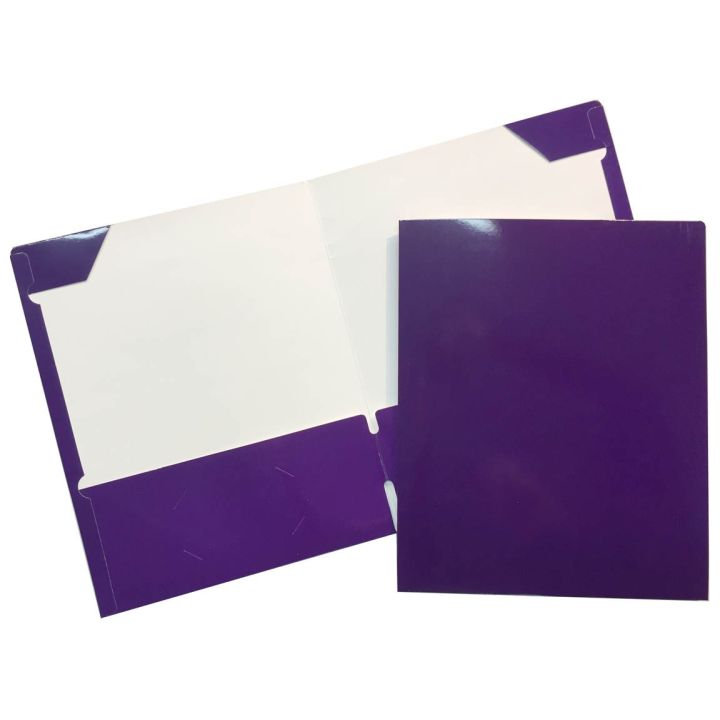 Portefolio en carton laminé, 2 pochettes intérieures, mauve