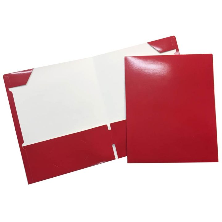 Portefolio en carton laminé, 2 pochettes intérieures, rouge