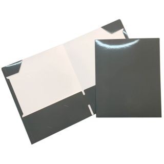 Portefolio en carton laminé, 2 pochettes intérieures, gris
