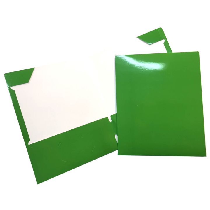 Portefolio en carton laminé, 2 pochettes intérieures, vert
