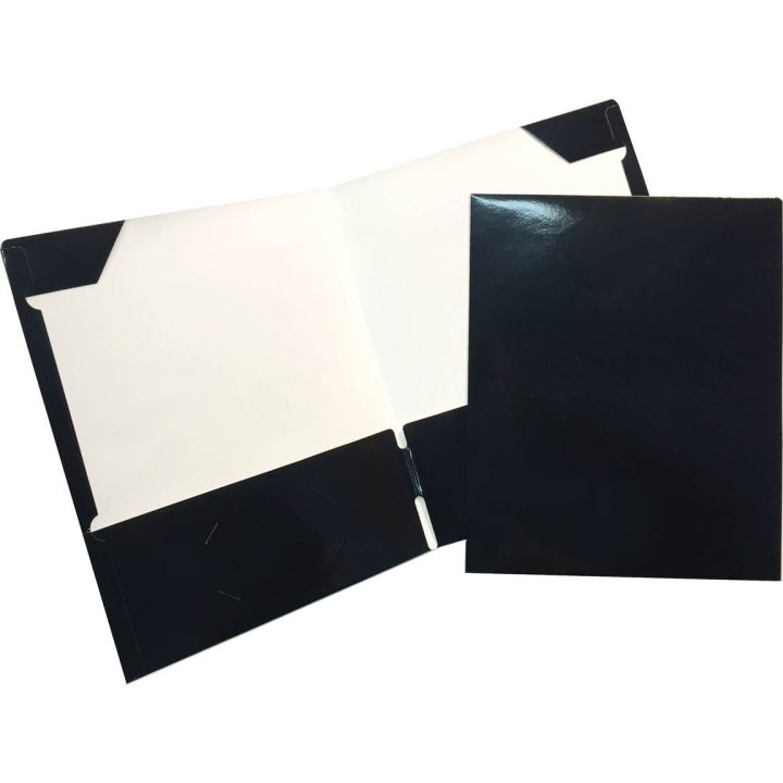 Portefolio en carton laminé, 2 pochettes intérieures, noir