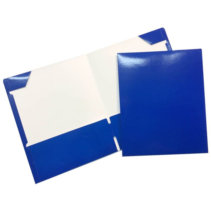 Portefolio en carton laminé, 2 pochettes intérieures, bleu