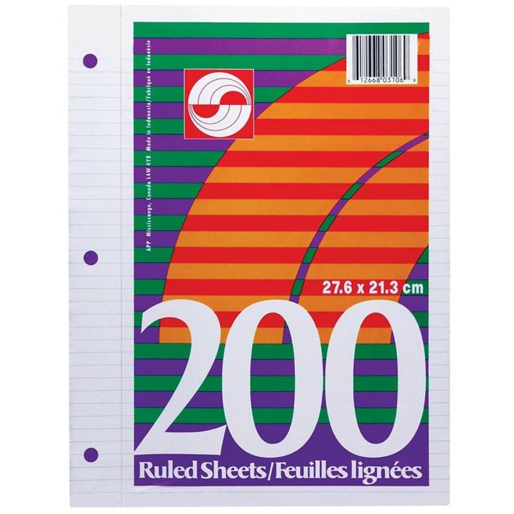 Feuilles mobiles lignées, 200/pqt, APP