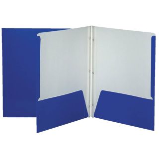 Duo-tang en carton laminé, 2 poches intérieures, 3 attaches, bleu