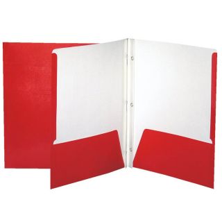 Duo-tang en carton laminé, 2 poches intérieures, 3 attaches, rouge