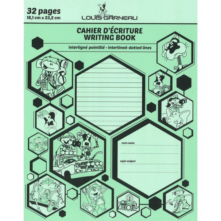 Cahier d’exercices interligné pointillé, vert, 32 pages, LG10