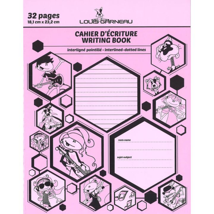 Cahier d’exercices interligné pointillé, rose, 32 pages, LG10