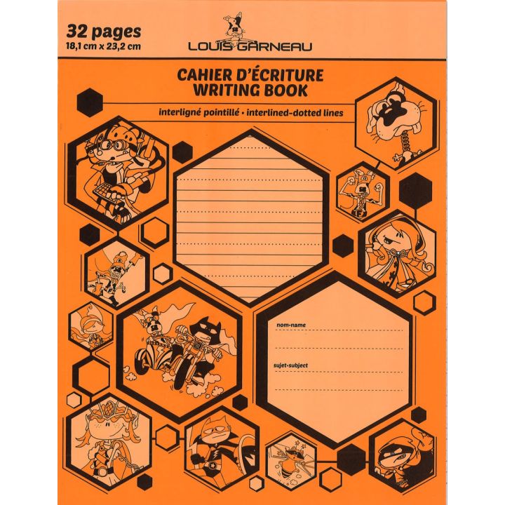 Cahier d’exercices interligné pointillé, orange, 32 pages, LG10