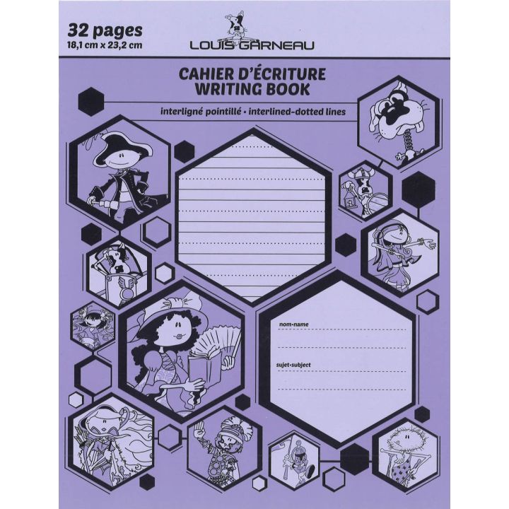 Cahier d’exercices interligné pointillé, mauve, 32 pages, LG10