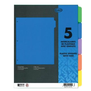 Intercalaires  5 onglets translucide