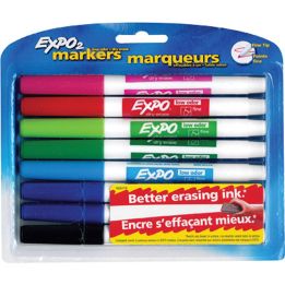 Marqueurs effaçables à sec à faible odeur d’Expo®, Pointe fine, couleurs assorties. 8/jeu
