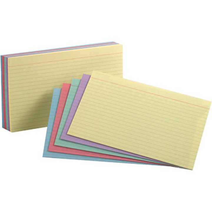 Fiche lignée couleur assorties 5 x 8"