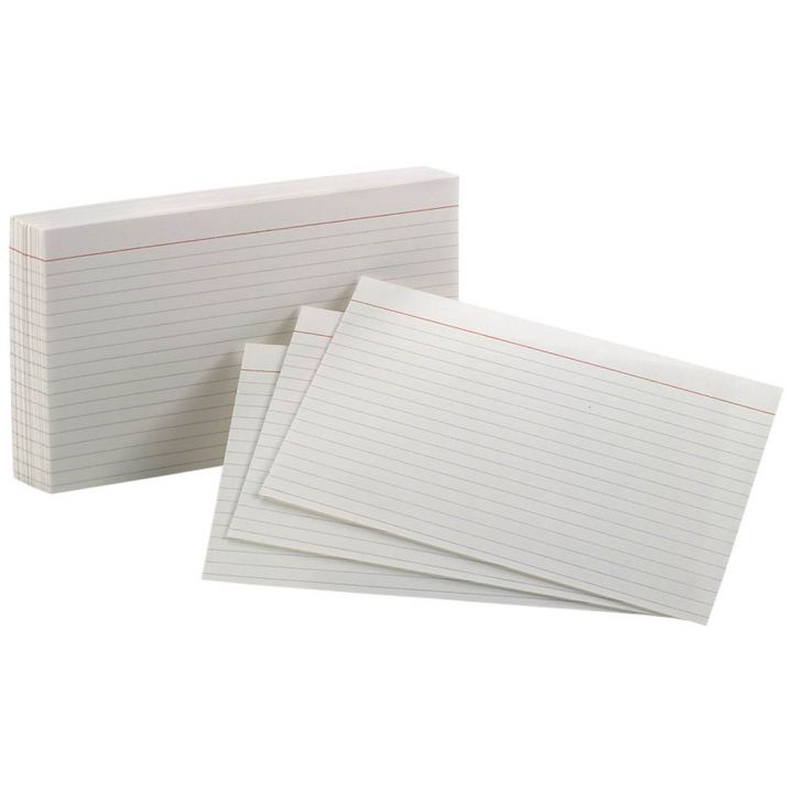 Fiche lignée 5 x 8 po blanc d'Oxford, paquet de 100