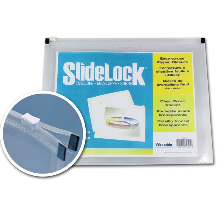 Enveloppe Slidelock en poly de Winnable, 10 x 13 po.