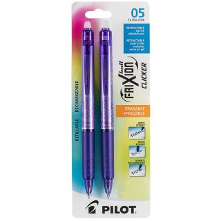 Stylo à bille roulante rétractable effaçable FriXion® Clicker 0,5 mm. Paquet de 2, violet