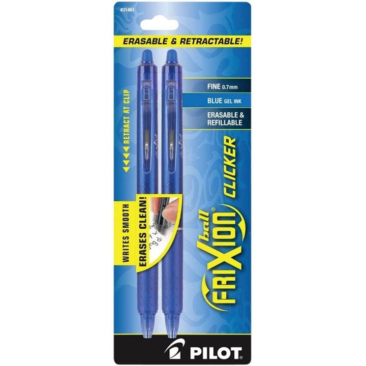 Stylo rétractables à encre gel effaçable Frixion de Pilot, 0,7 mm, Bleu, 2/pqt