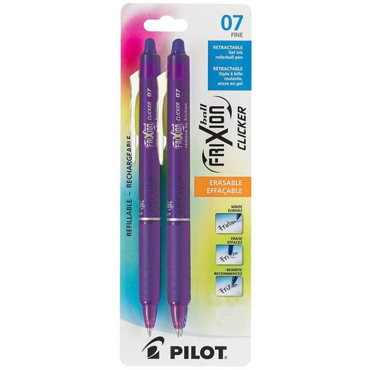 Stylo rétractables à encre gel effaçable Frixion de Pilot, 0,7 mm, Violet, 2/pqt
