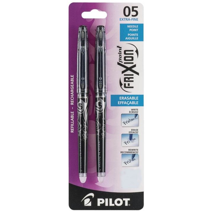 Stylo à encre gel effaçable Frixion de Pilot, 0,5 mm, Noir, 2/pqt