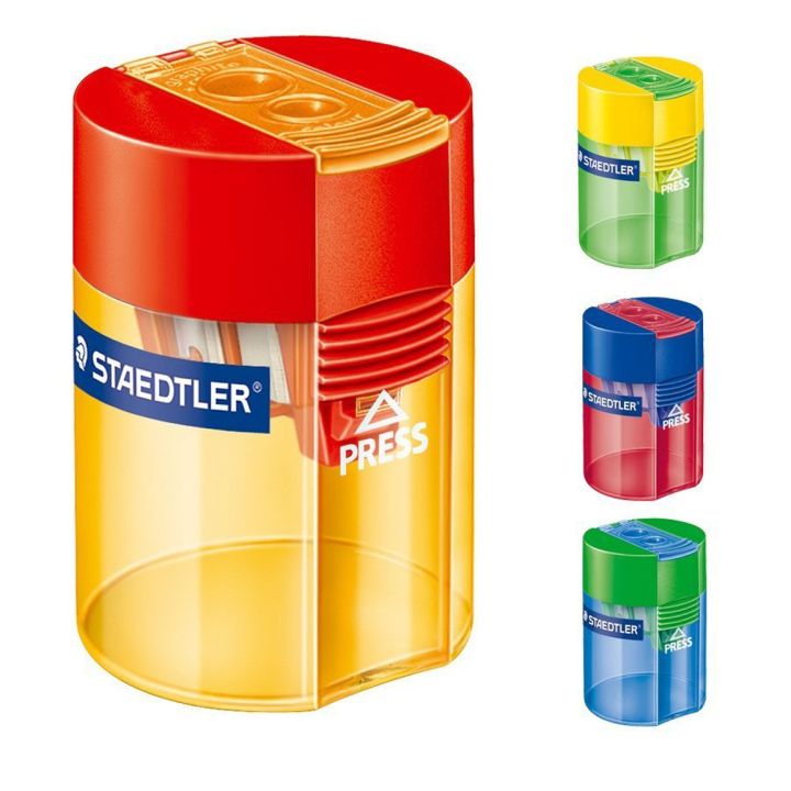 Taille-crayon Staedtler avec couvercle  et dévidoir à copeaux, 2 trous