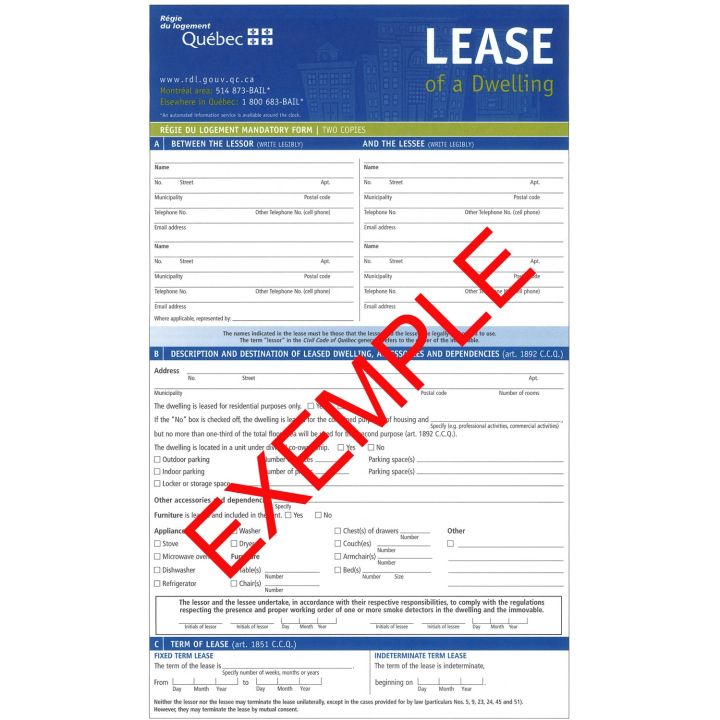 Lease of a Dwalling · Bail anglais pour logement