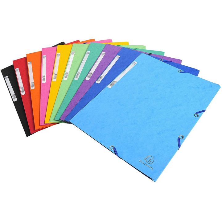 Chemise porte-documents  Exacompta à élastique, format lettre, couleurs assorties
