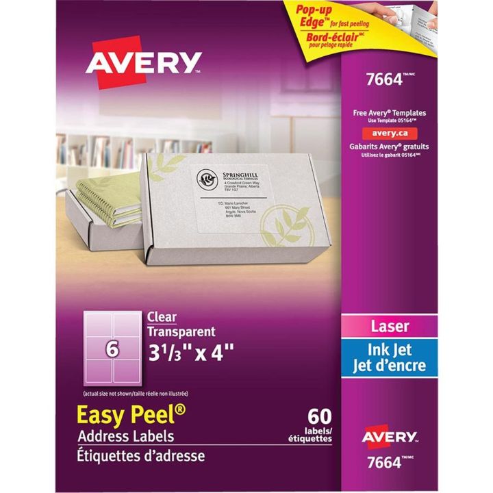 Étiquettes d'adresse transparentes d'Avery®, 3-1/3 x 4 po