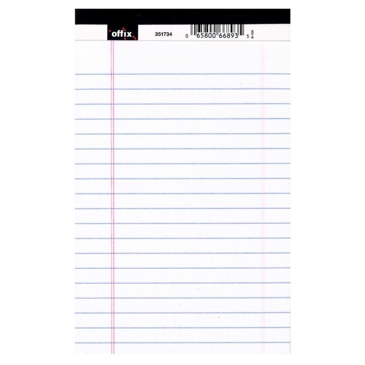 Tablette lignée, 5 x 8-3/4 po - Offix , 50 feuilles