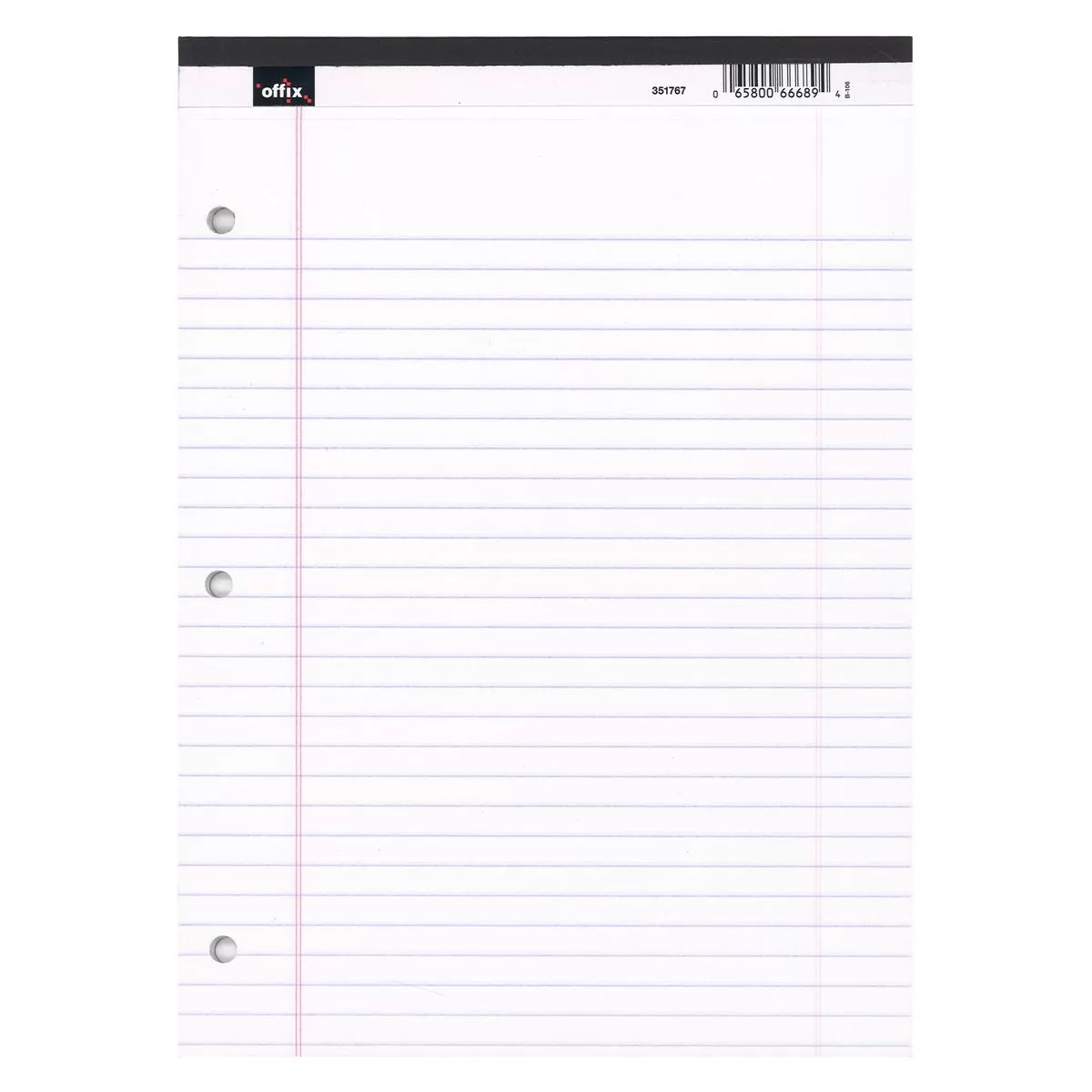 Tablette lignée 8-1/2 x 10-7/8 po - Offix, 3 trous blancs
