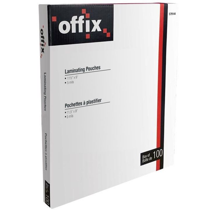 Pochettes à plastifier Offix®, 5 mil, 100/boite