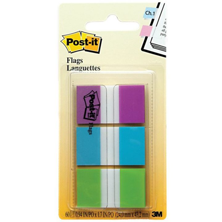 Languettes Post-it de 3M, violet, bleu, vert