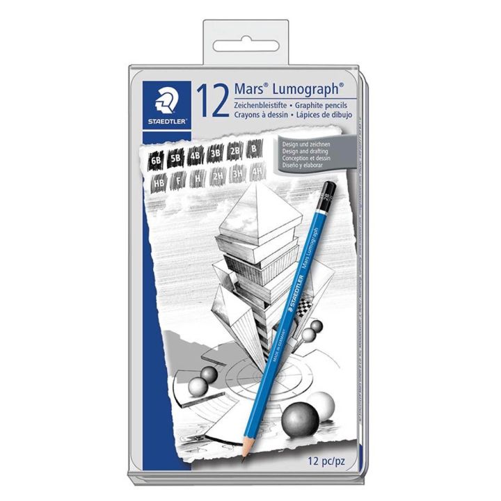 Crayons à dessin Lumograph, 6B, 5B, 4B, 3B, 2B, H, HB, F, H, 2H, 3H, 4H