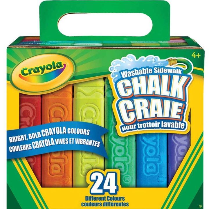 Bâtonnets Crayola de craies lavable, couleurs assorties pour trottoir, 24 par boite