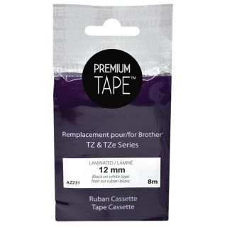 Ruban compatible Brother TZ-231 / TZe231, Premium Tape AZ231,  étiquette blanche, 12 mm x 8 m