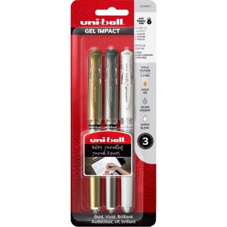 Stylo Gel à encre argent, or et blanc, de Uniball,