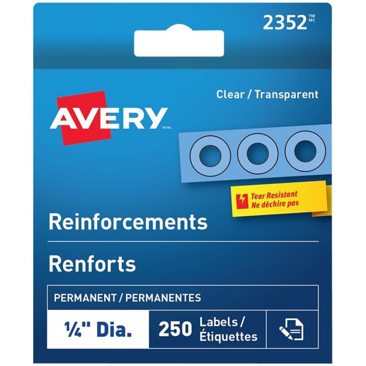 Renforts transparents autoadhésifs Avery, 225/bte