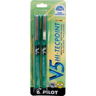 Stylo à bille Hi-Tecpoint v5 0,5 mm de Pilot, vert, 2/pqt