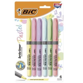 Surligneurs brite liner® Grip, couleurs pastel, 6/pqt