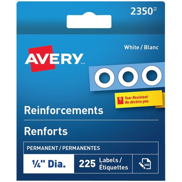 Renforts blancs autoadhésifs Avery, 225/bte