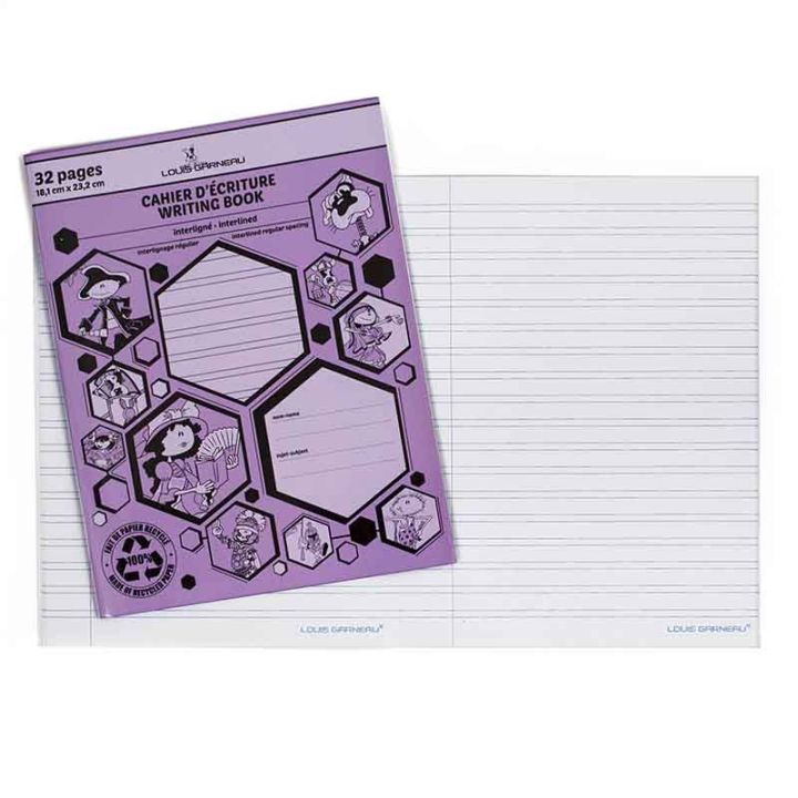 Cahier d'écriture, interligné, 32 pages, 9 x 7", LG20, violet