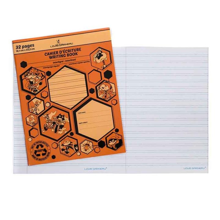 Cahier d'écriture, interligné, 32 pages, 9 x 7", LG20, orange