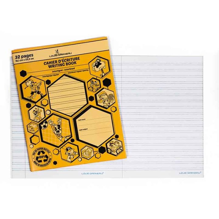 Cahier d'écriture, interligné, 32 pages, 9 x 7", LG20, jaune