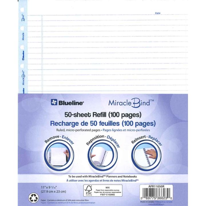 Recharge MiracleBind 50 feuilles 9-1/16 x 11 po. (100 pages)