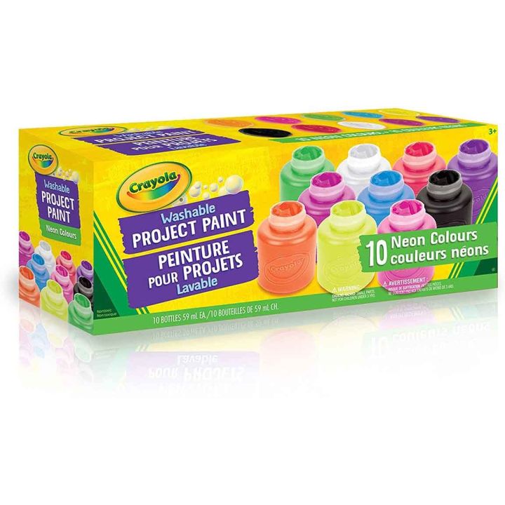 Peinture Crayola lavable pour enfants, couleur néon, 10 pots